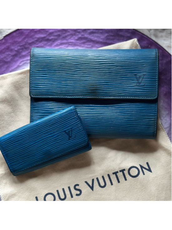 Louis Vuitton Handbags - Louis Vuitton Blue Epi Leather Wallet & Key Holder Set with Box and Dustbag